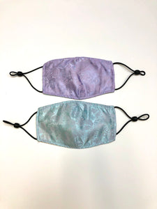 Upcycled Reversible Floral Satin Mask - Purple/Blue