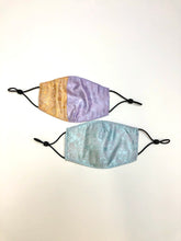 Load image into Gallery viewer, Upcycled Reversible Floral Satin Mask - Purple/Orange and Blue